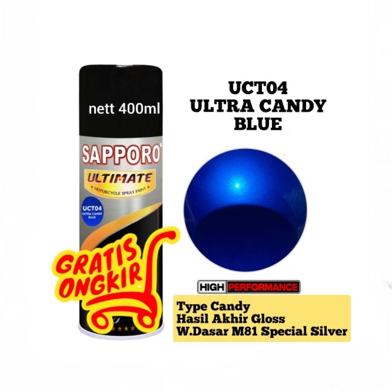 Sapporo Ultimate UCT04 Ultra Candy Blue/biru/blue/cat semprot/pylox/pilox/pilok/cat duco/cat aerosol