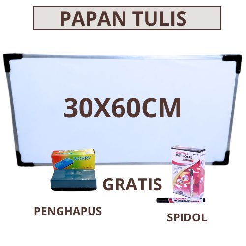 

Papan tulis whiteboard 2 sisi (hitam & putih) 30cm x 60cm gratis spidol dan penghapus