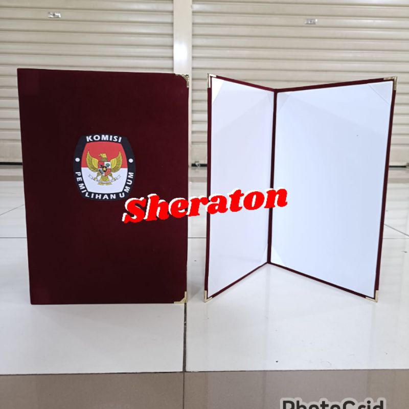 

custom map kantor map bludru upacara maroon logo KPU full colour UK F4