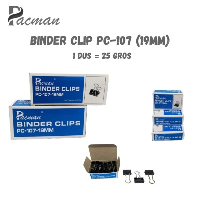

Klip Penjepit Kertas Binder Clip Pacman 107 Isi 12 Pcs