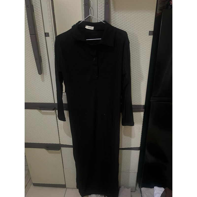 GAMIS HITAM ROK SPAN PANJANG PURE