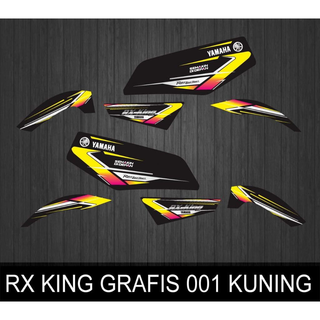 STIKER STRIPING VARIASI MOTOR YAMAHA RX-KING GRAFIS MOTIF KUNING 001