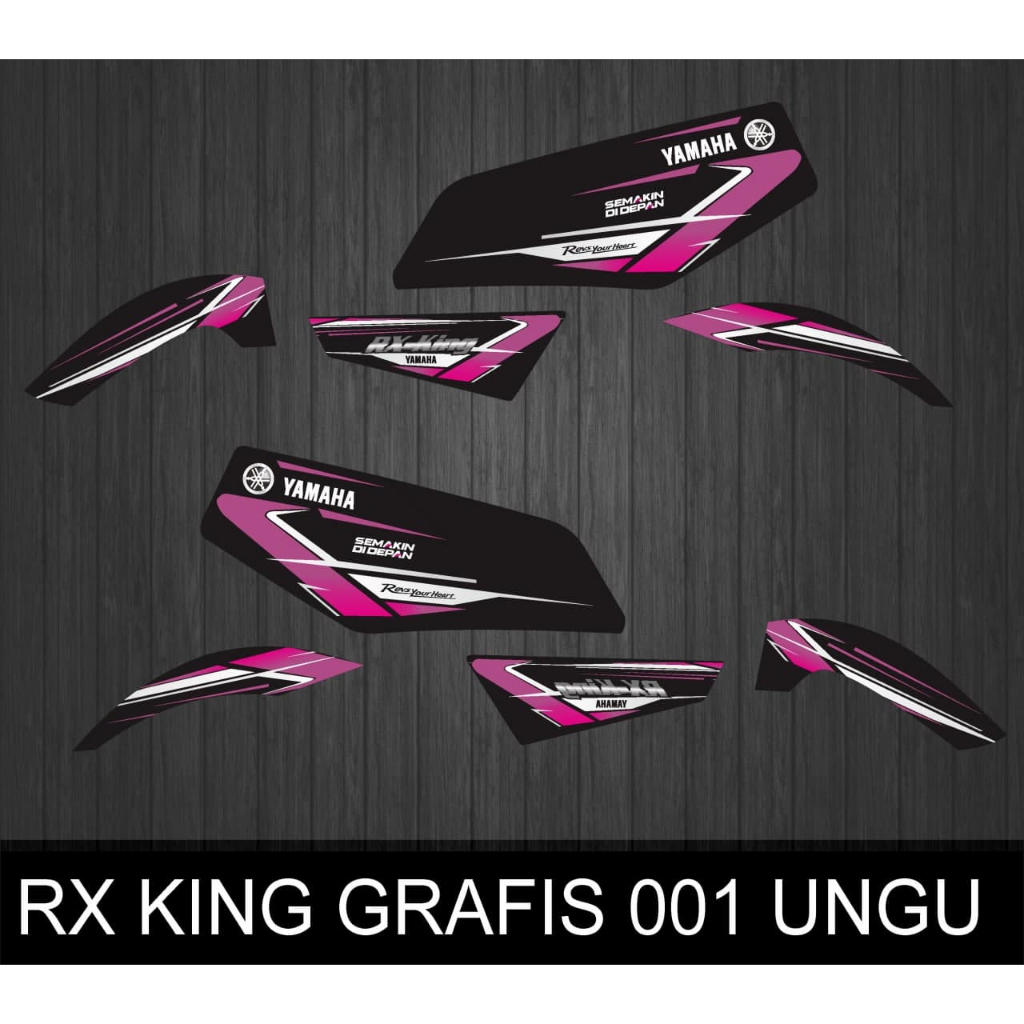 STIKER STRIPING VARIASI MOTOR YAMAHA RX-KING GRAFIS MOTIF UNGU 001
