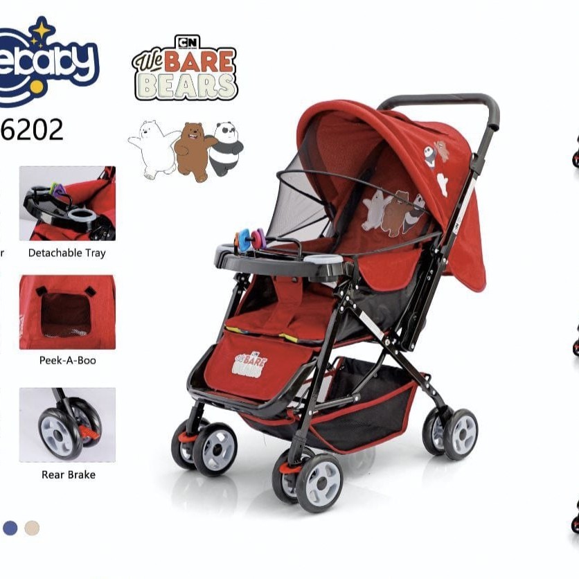BABY STROLLER SPACE BABY SB-6202 KERETA DORONG BAYI SPACE BABY 6202 WE BARE BEARS
