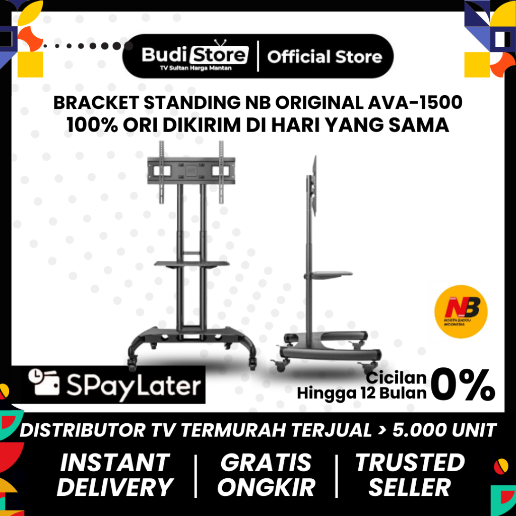 Standing Bracket TV NORTH BAYOU NB AVA1500 Standing Bracket TV 32" - 75" - Budi Store Official