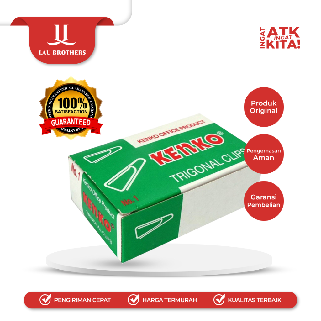 

KENKO KLIP KERTAS SEGITIGA/ TRIGONAL PAPER CLIP NO.1 (1PACK/ 10DUS)