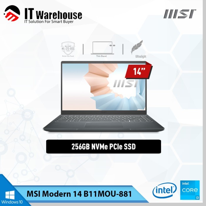 MSI Modern 14 B11MOU-881 i3-1115G4/8GB/256GB/Intel UHD/Win10