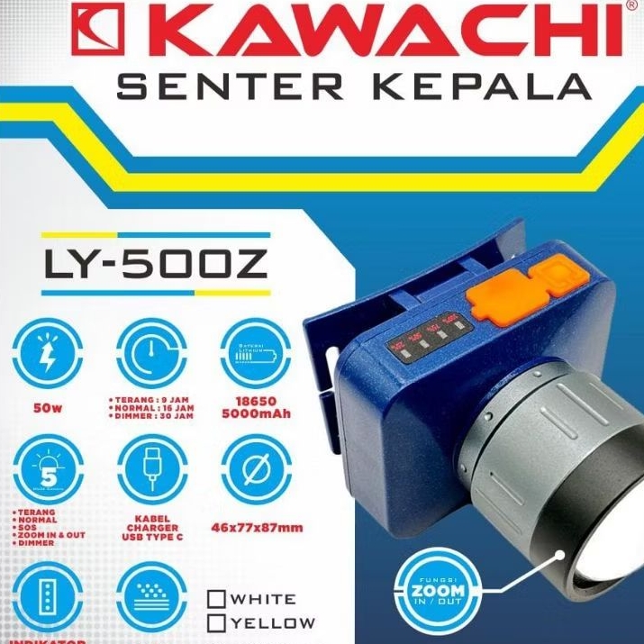 Senter Kepala Kawachi Zoom 20W / 30W / 50W Full Watt