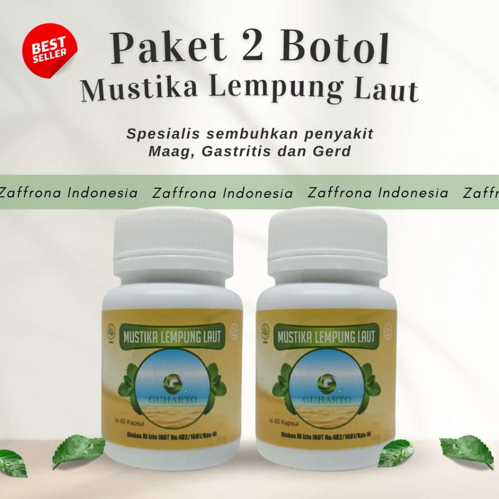 PAKET 2 BOTOL MUSTIKA LEMPUNG LAUT - SPESIALIS MAAG KRONIS, GASTRITIS DAN GERD (100% ORIGINAL TABIB 