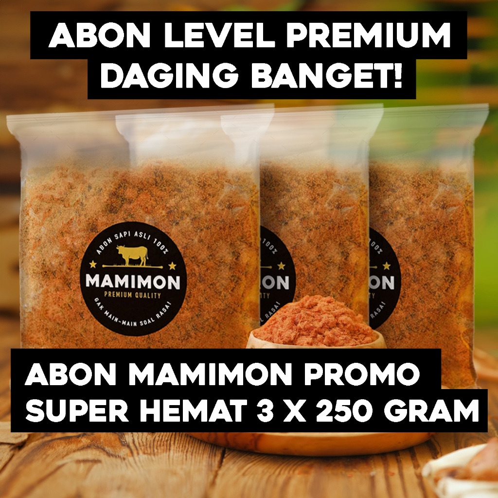 

Abon sapi original premium PROMO SUPER HEMAT 3 x 250gr, MamiMon Abon, Premium Level!