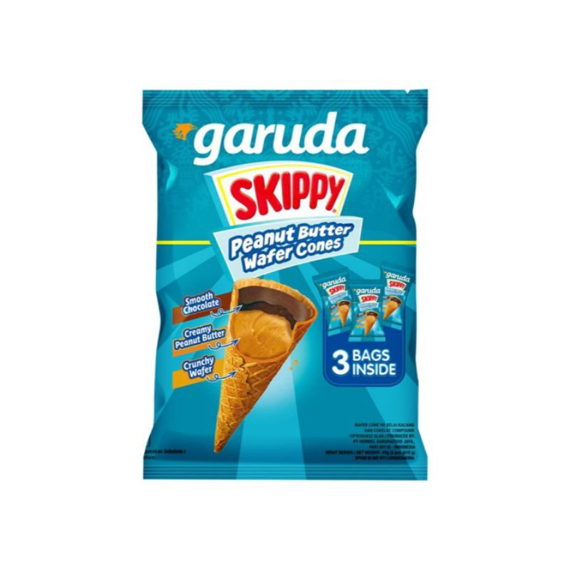 

PROMO Garuda SKIPPY peanut butter chocolate wafer CONE kemasan 45 gram