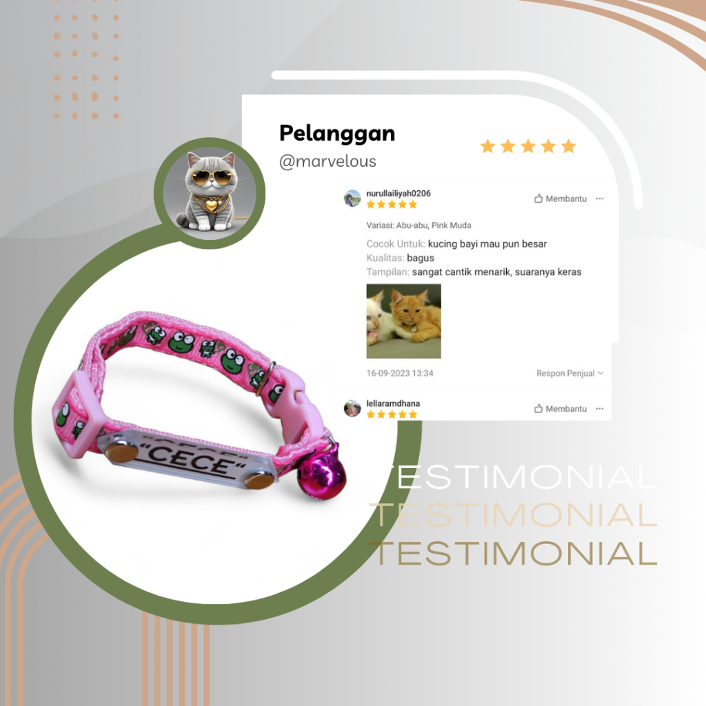 Ratoo Kalung Kucing Custom Nama Motif Karakter Lucu Lonceng 14Mm Tali Adjustable Bahan Akrilik Aman