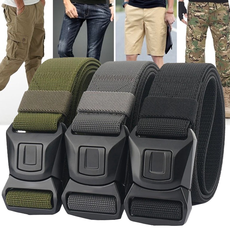 KODE E14O Tali Ikat Pinggang Pria Tactical Military Nilon Canvas Men Belt Gesper Dewasa Keren Distro
