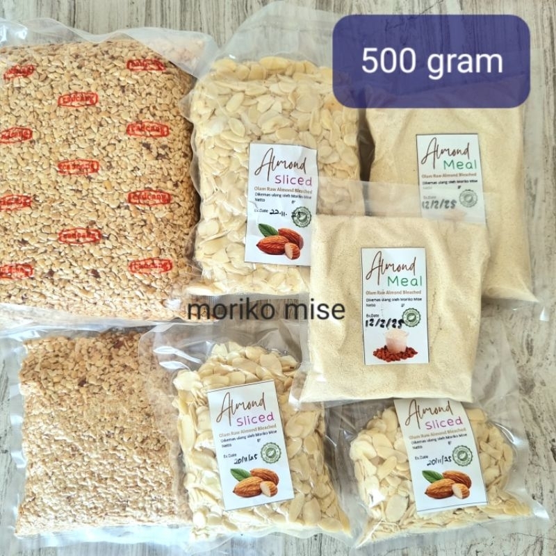 

[500 gr] RAW ALMOND slices slice tepung almond bubuk almond meal powder