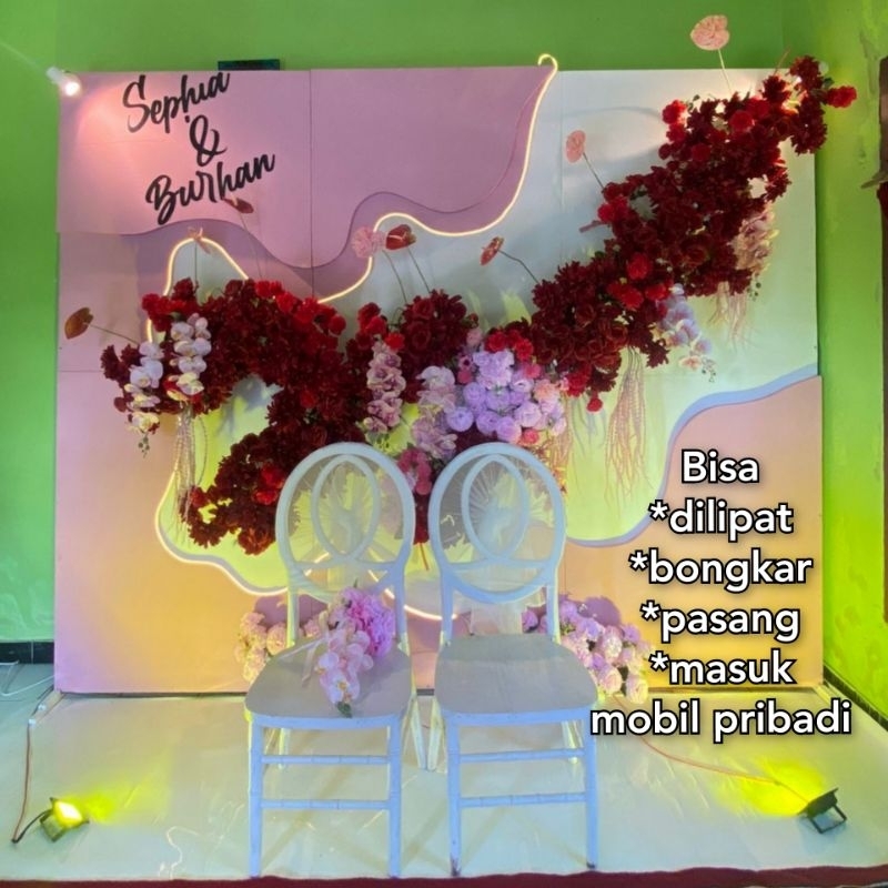 backdrop triplek dekorasi. standing papan panel flower. lamaran. wedding. dudukan bunga dekorasi. pa
