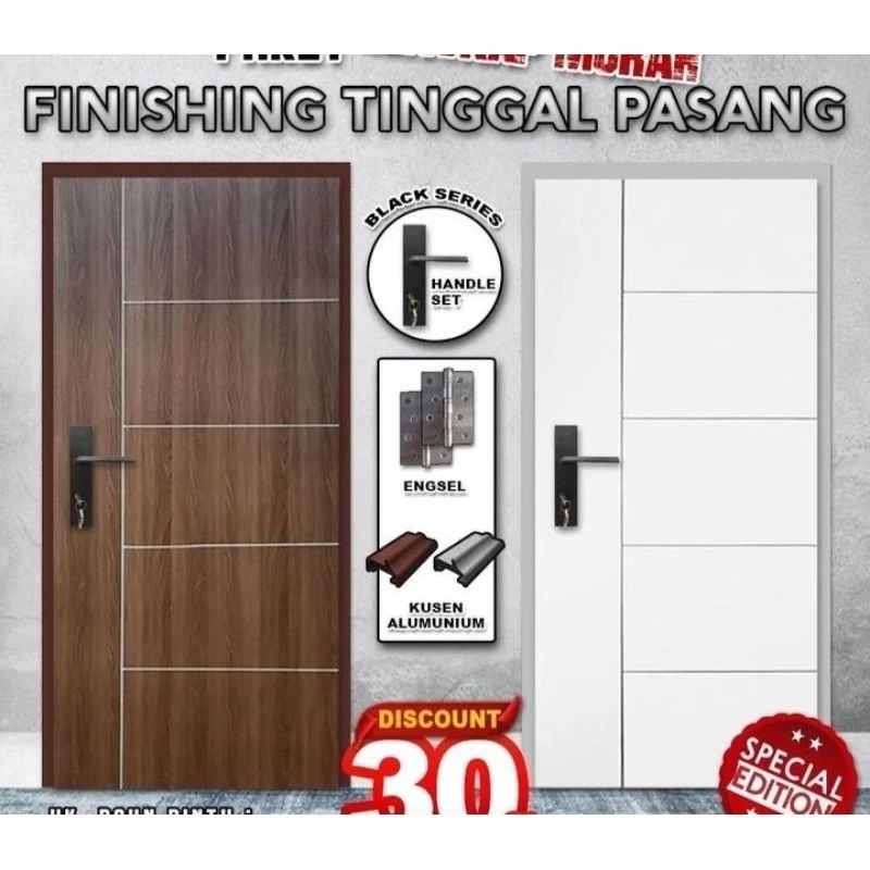 PINTU RUMAH  PLUS KUSEN ALUMUNIUM TINGGAL PASANG