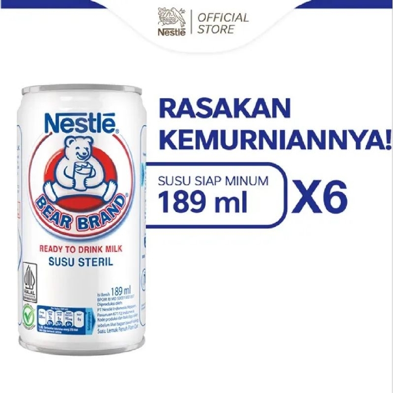 

NESTLE BEAR BRAND Susu Sapi Steril Siap Minum 189ml 6 Pcs