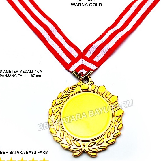 Ekstra benefit Medali murah warna gold plus tali bahan plastik