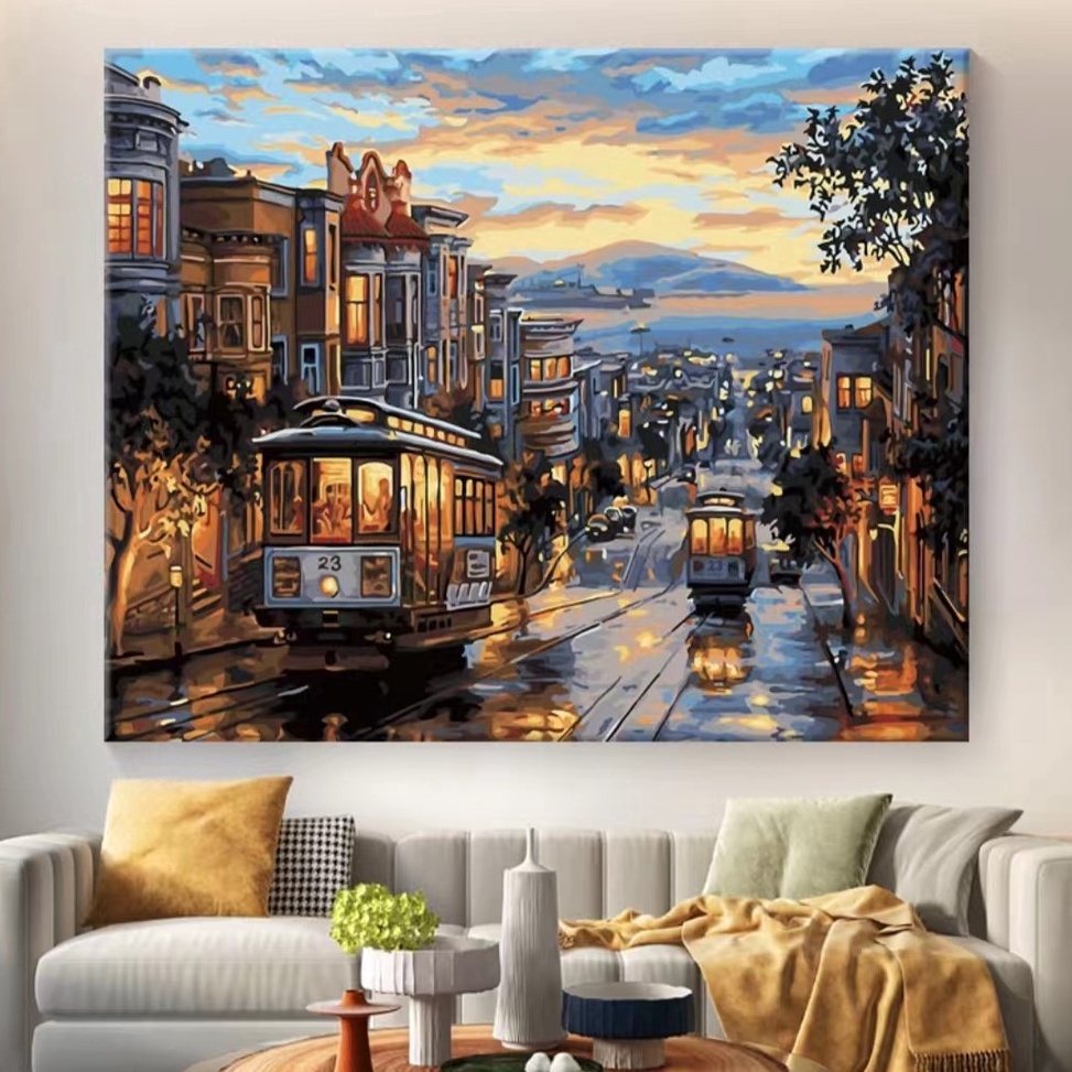 

Serba diskon DIY Painting Canvas Paint By Number kit Lukisan 4x5cm