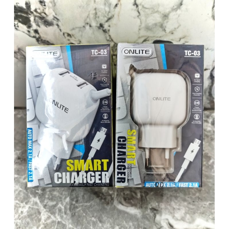 Charger ONLITE TC 03 AUTO MAX 2.1A FAST 2.1A 2 USB + KABEL CAS MICRO ORKIA 2.4A ULTRA FAST MICRO USB