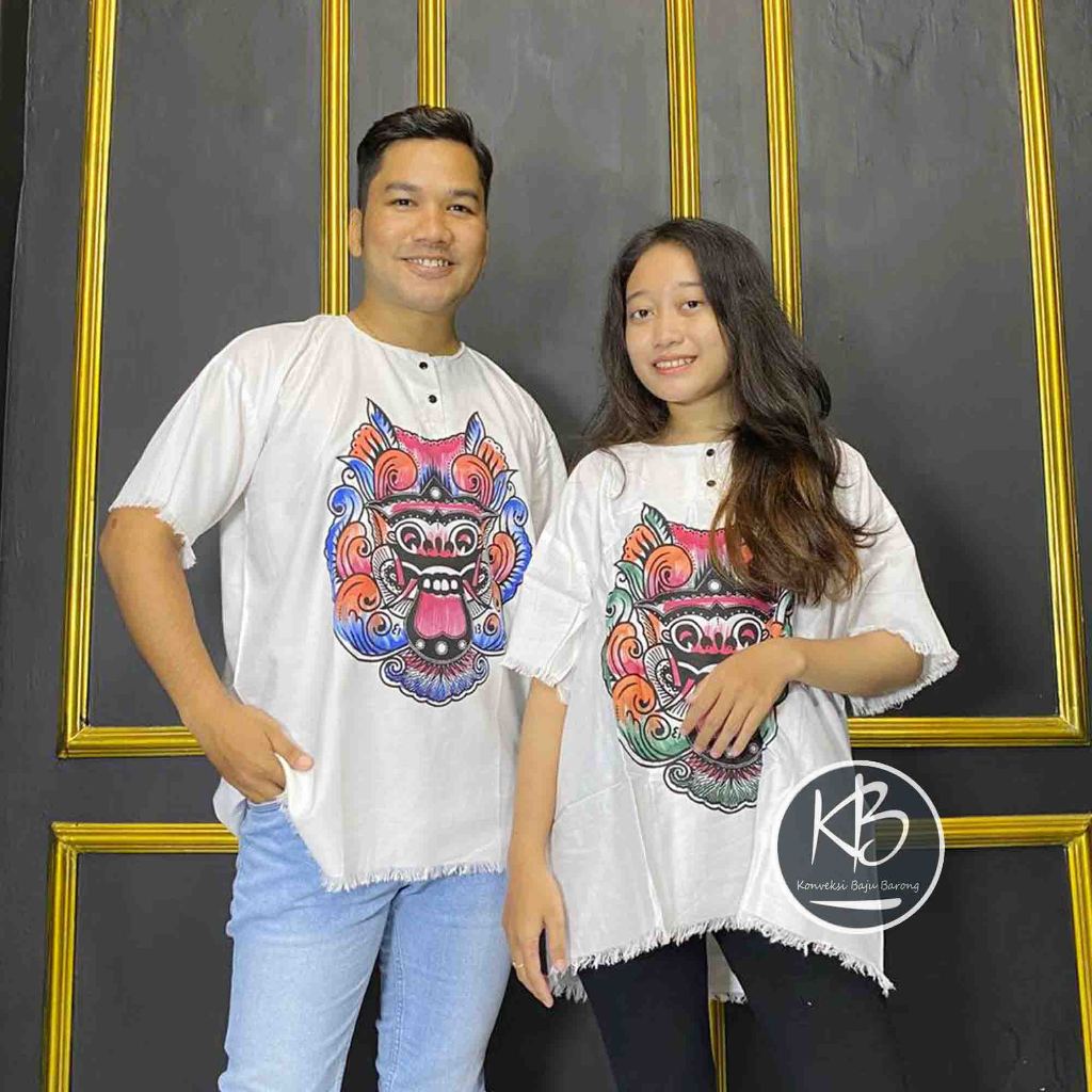 Original - baju barong bali polos adem khusus putih - pria dan wanita - terlaris - santai
