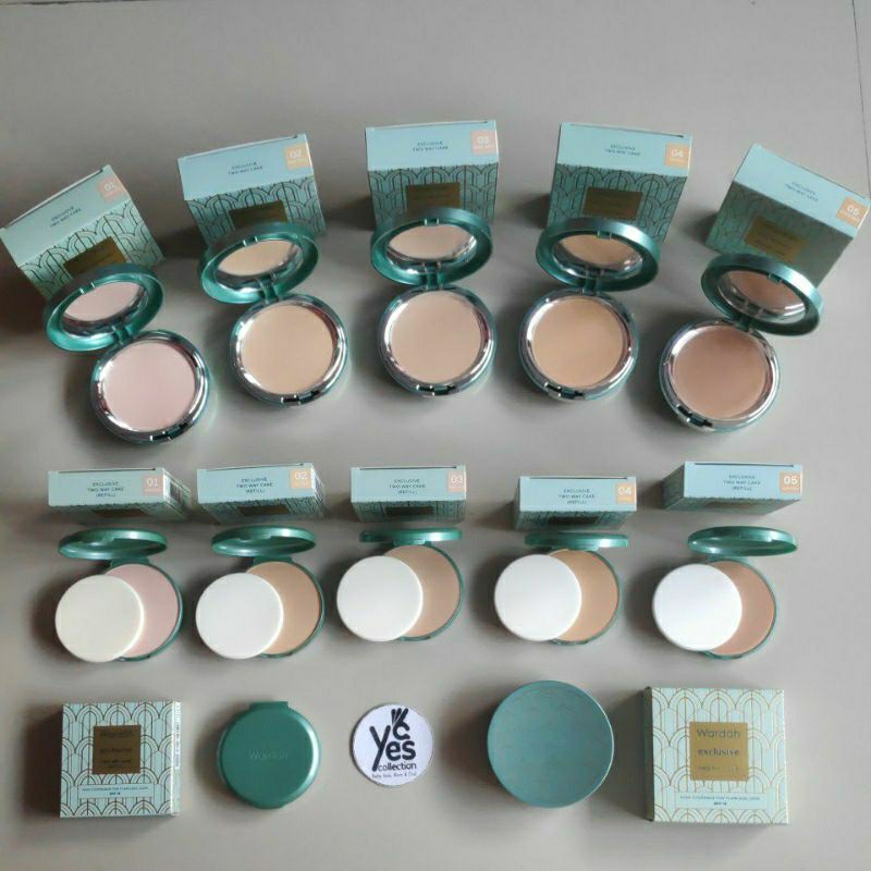Wardah Exclusive Two Way Cake Kemasan BARU Bedak Padat Tempat + Kaca + Refil Original TWO Compact Po