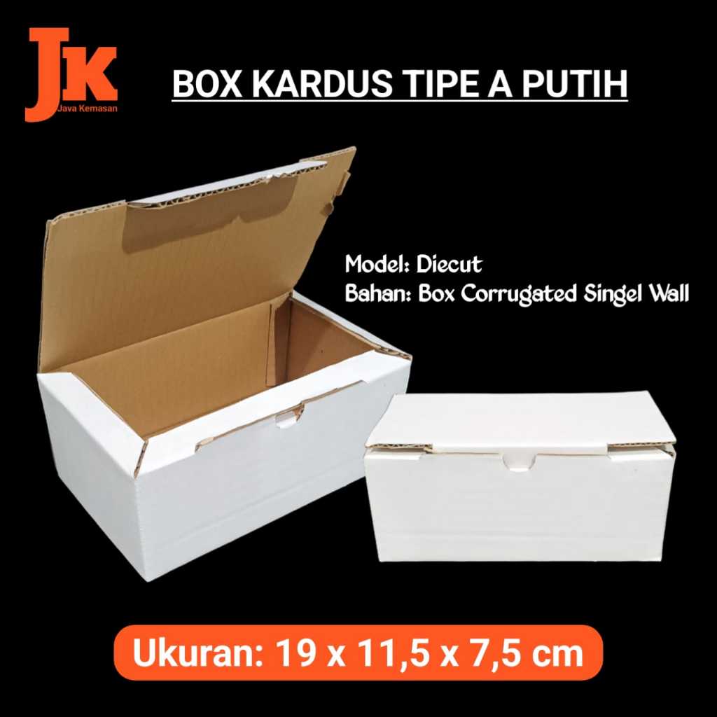 

KARDUS A PUTIH KOTAK BOX KARTON CORRUGATED DIE CUT PUTIH KECIL POLOS TEBAL PACKING SEPATU ACSESORIS SOUVENIR