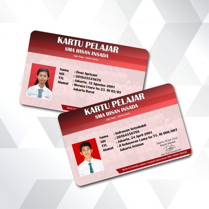 

Cetak ID Card / Kartu Pelajar / Kartu Siswa SD / SMP / SMA Kualitas Terbaik