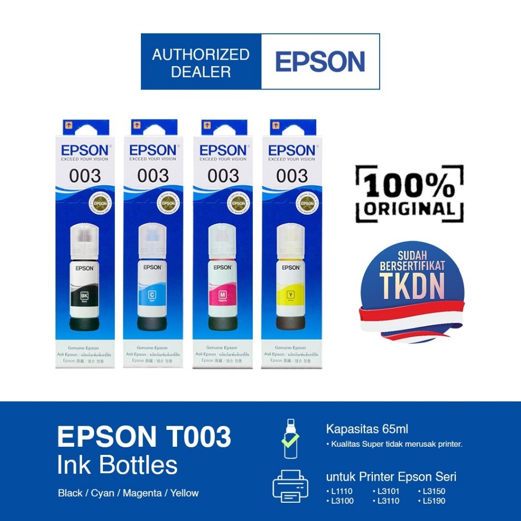 Tinta Printer Refill Isi Ulang Epson 003 Black Cyan Magenta Yellow | Tinta Printer Epson | Tinta Eps