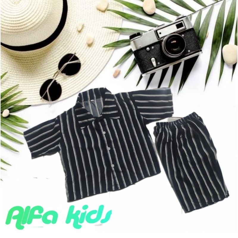 SET KEMEJA  RAYON ANAK ( MOTIF SALUR  )