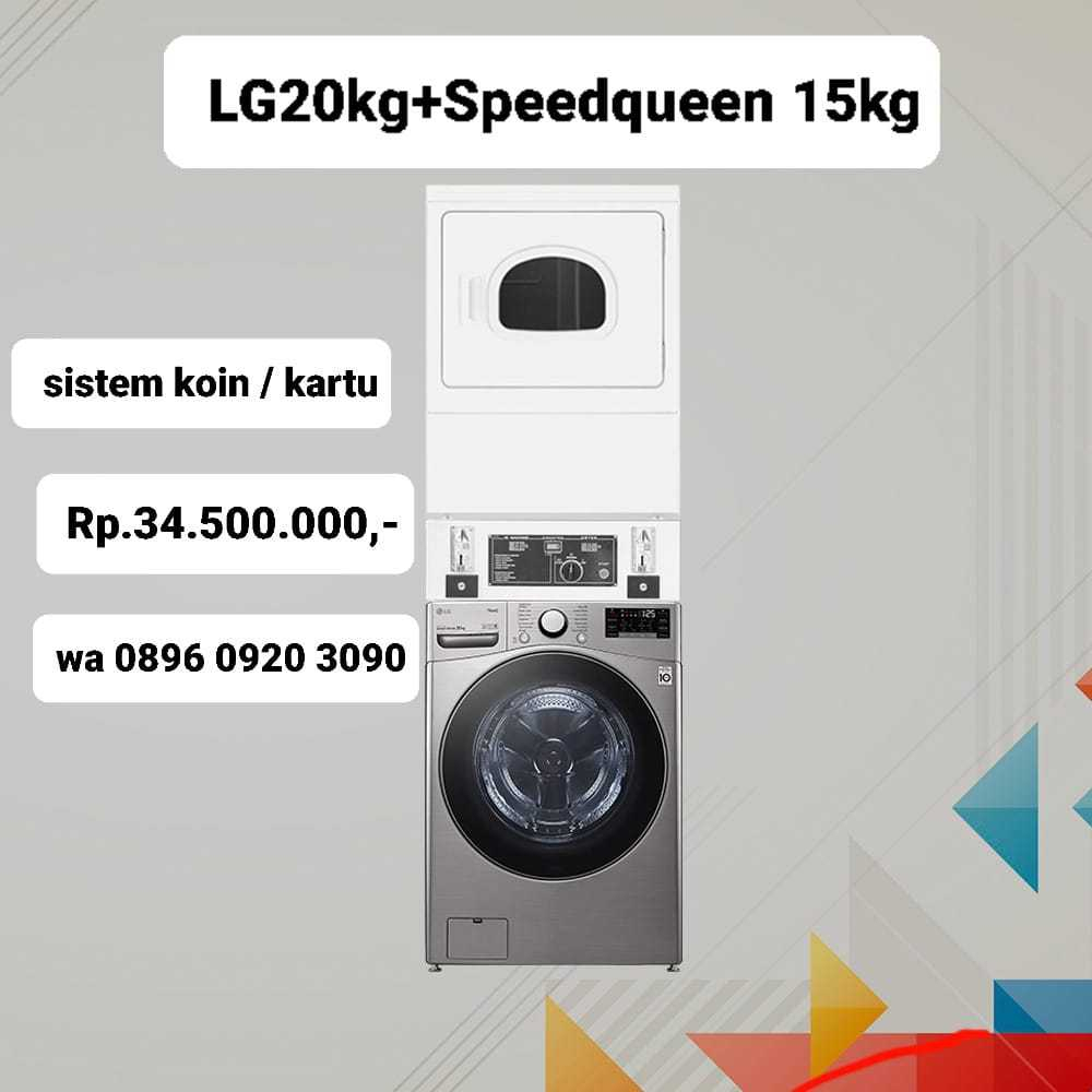 PAKET MESIN LAUNDRY KOIN LG 20 KG DAN SPEEDQUEEN