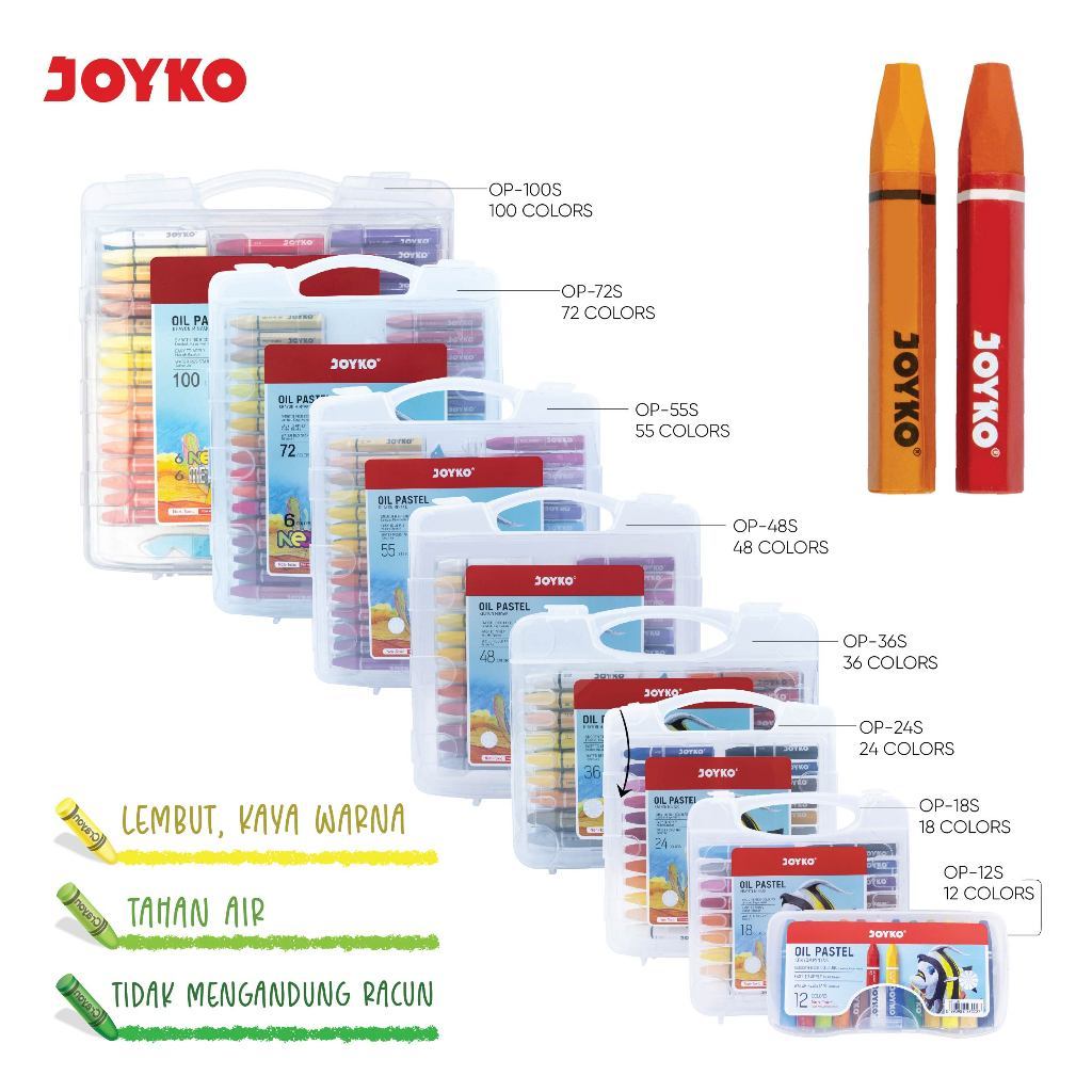 

Crayon Krayon Minyak Oil Pastel Joyko 12/18/24/36/48/55