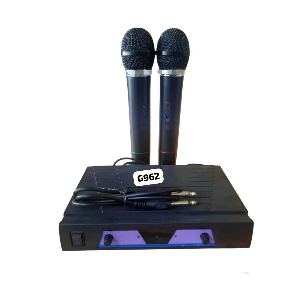 G962 DUAL WIRELESS MIC MIK MIX NIRKABEL DOUBLE MICROPHONE WIRELES TANPA KABEL SEPASANG MIKROFON UHF