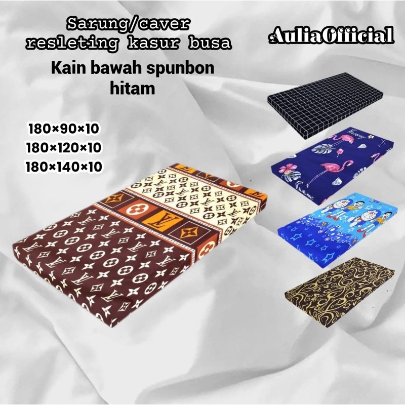 (Promo) Sarung/Caver Kasur Busa Resleting Kain Bawah Spunbon Hitam Bahan Polymikro Berkualitas