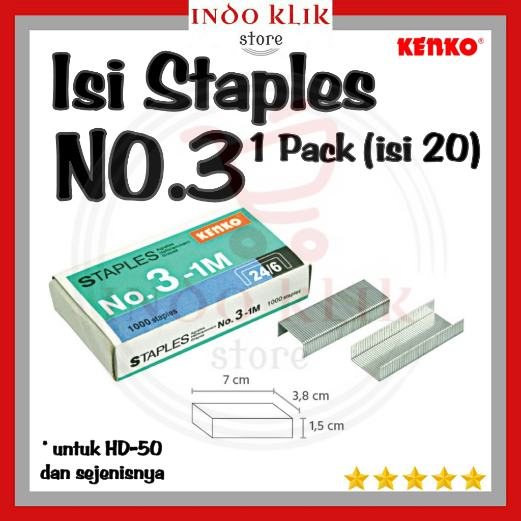 

Isi Staples Kenko No. 3 / Isi Stapler Hecter No 3 / Refill Stapler No3