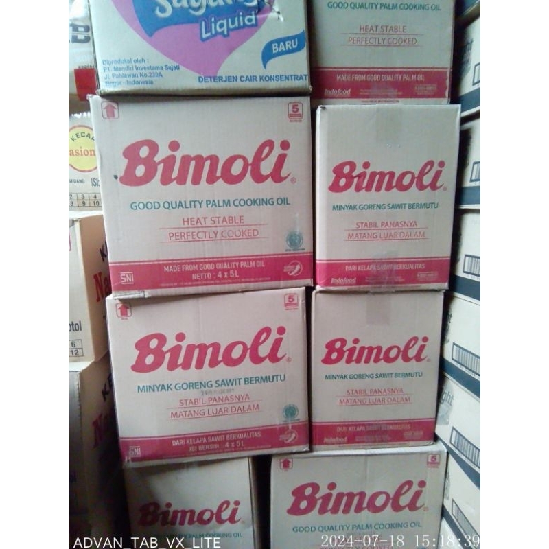 

MINYAK BIMOLI 5 L 1 DUS ISI (5 L x 4 DRIGEN) PENGIRIMAN INSTAN, BLUEBIRD, KARGO