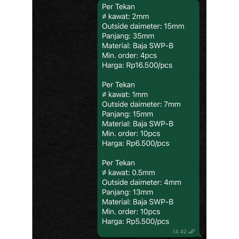 per Spring Pegas Tekan OD 7mm kawat 1mm Panjang 15mm Baja