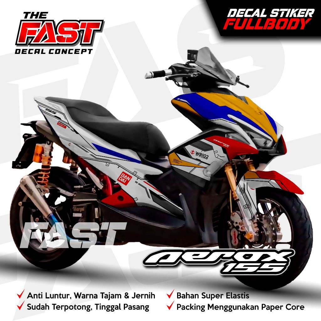 Decal Stiker Variasi Fullbody Aerox 155 VVA Old Gundam - Dekal Stiker Aerox New Decal Stiker Motor A