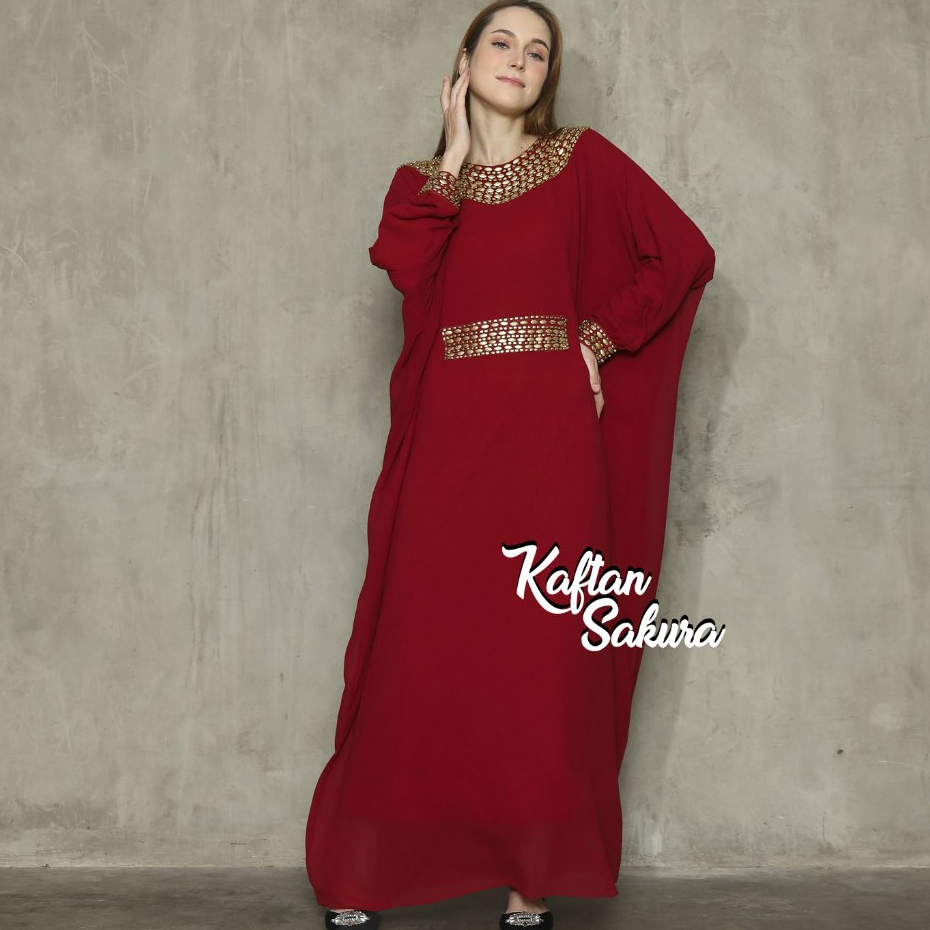 Kaftan Payet Mewah Kaftan Payet Lebaran Terbaru Syari warna Hitam Maroon Putih Coksu Biru Navy