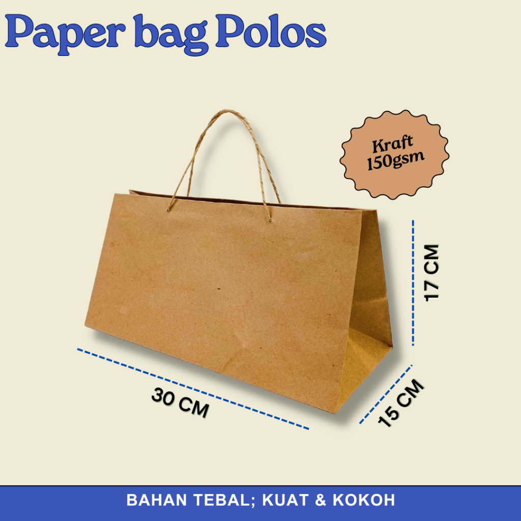 

Paper Bag / Paper Bag Polos ukuran 30 x 15 x 17 CM