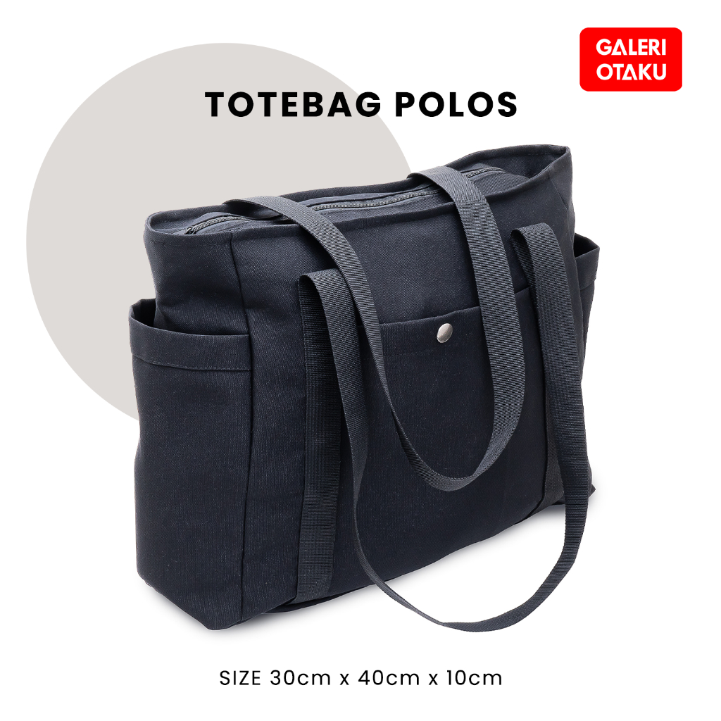 Tas Totebag Landscape Polos Kanvas Hitam Tebal - Galeri Otaku