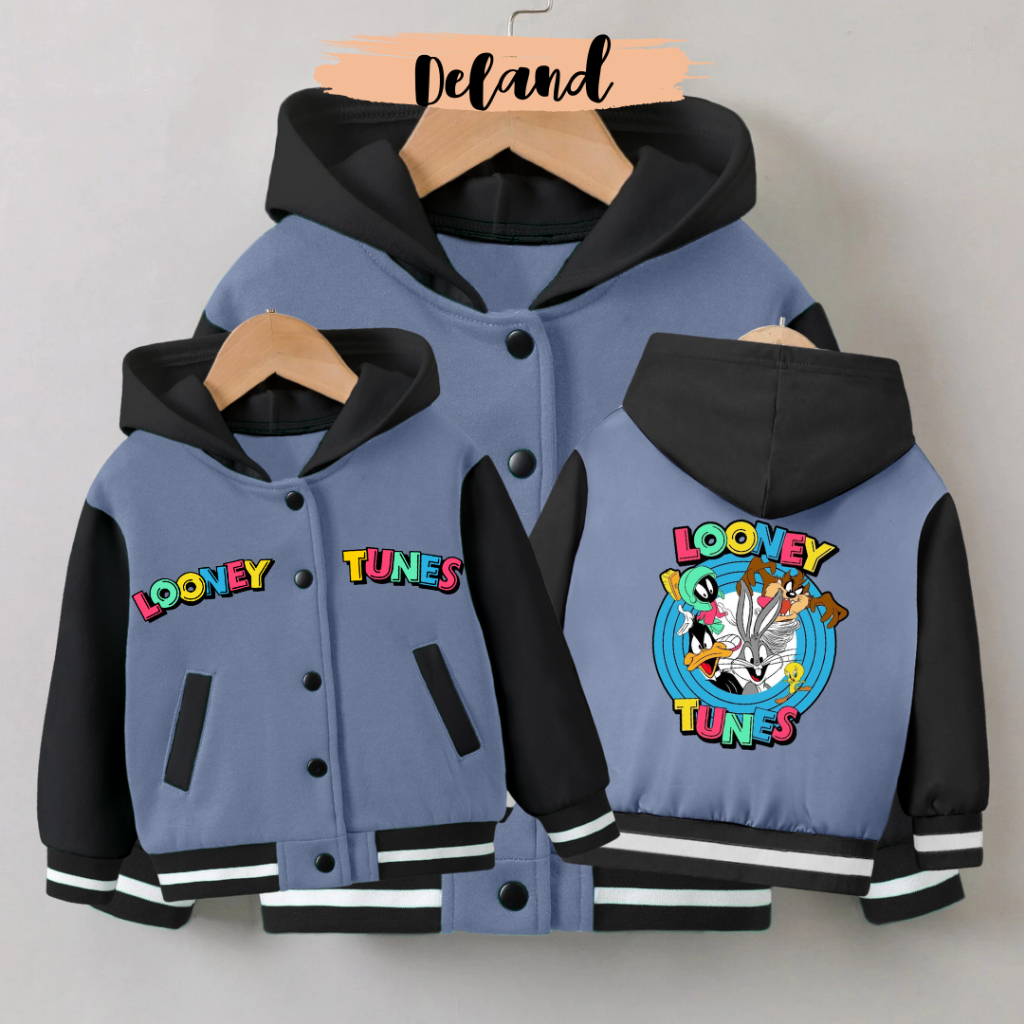 DELANDKIDS JAKET VARSITY HOODIE ANAK USIA 2-12 TAHUN LOONEY TUNES LAKI LAKI PEREMPUAN