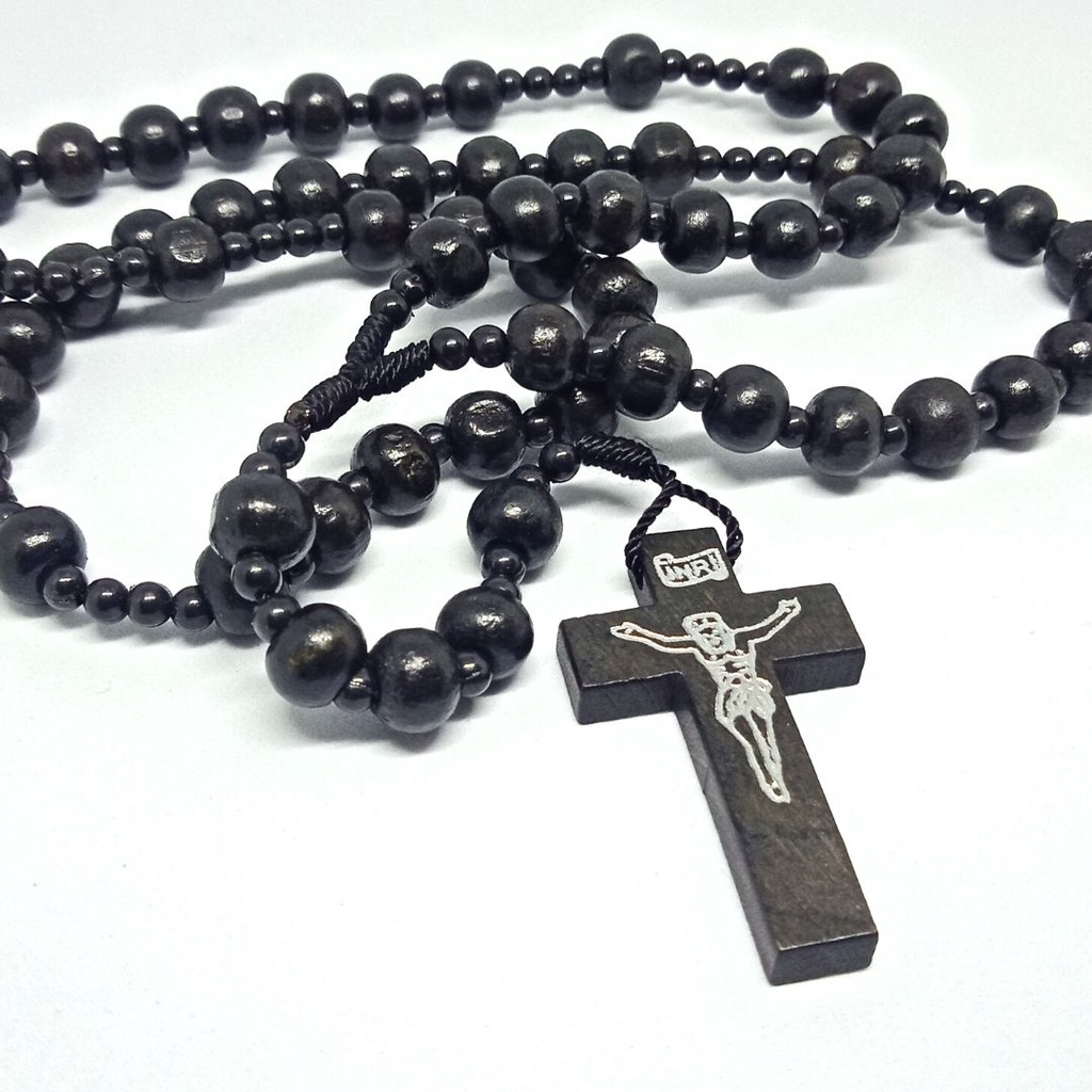 Kalung Rosario kayu Series hitam katolik