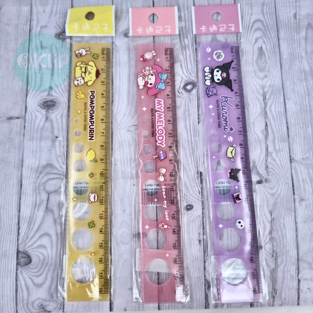 

PENGGARIS / RULER MOTIF SANRIO 18CM ADA BENTUK LINGKARAN
