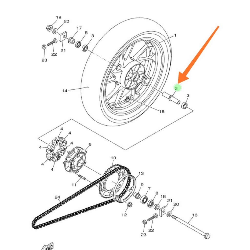 BOSH BOS TROMOL BELAKANG YAMAHA VIXION R R15 V3 MT15 XSR ORI YGP ASLI / B97-F530S-00