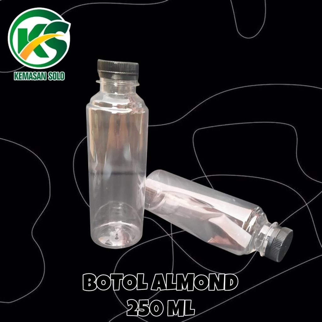BOTOL PLASTIK ALMOND BULAT / BOTOL JUS 250 ML