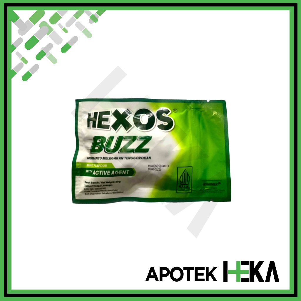 

Hexos Buzz Permen 20 g 1 Sachet - Melegakan Tenggorokan [Depok]