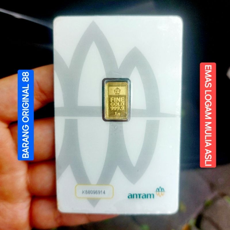 EMAS ANTAM 1 GRAM ASLI CERTIEYE 24 KARAT LOGAM MULIA SATU GRM 99.99% ORIGINAL CERTICARD LM BATANGAN 