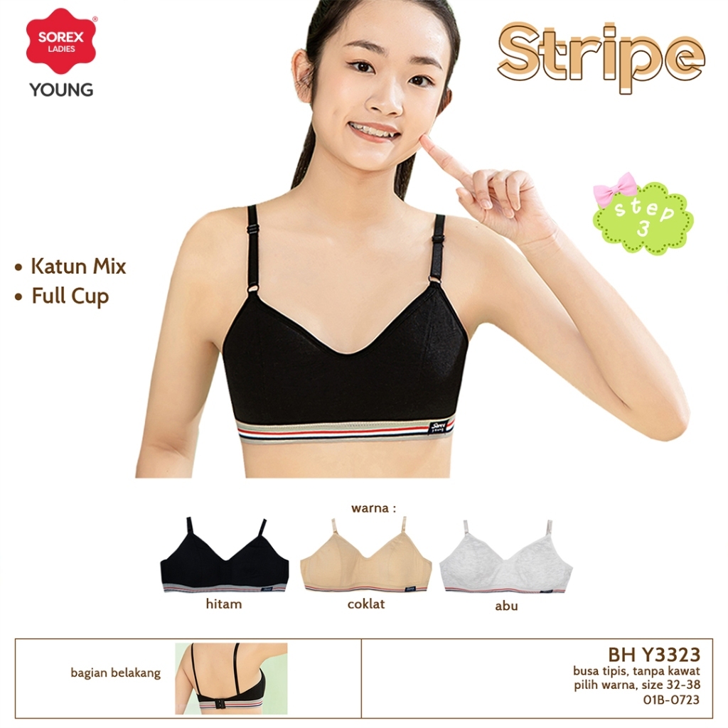 Bra Remaja Sorex Y3323 Cup A Kait 2 Bh Sorex Young 3323 ABG Tanpa Kawat Import Katun Premium