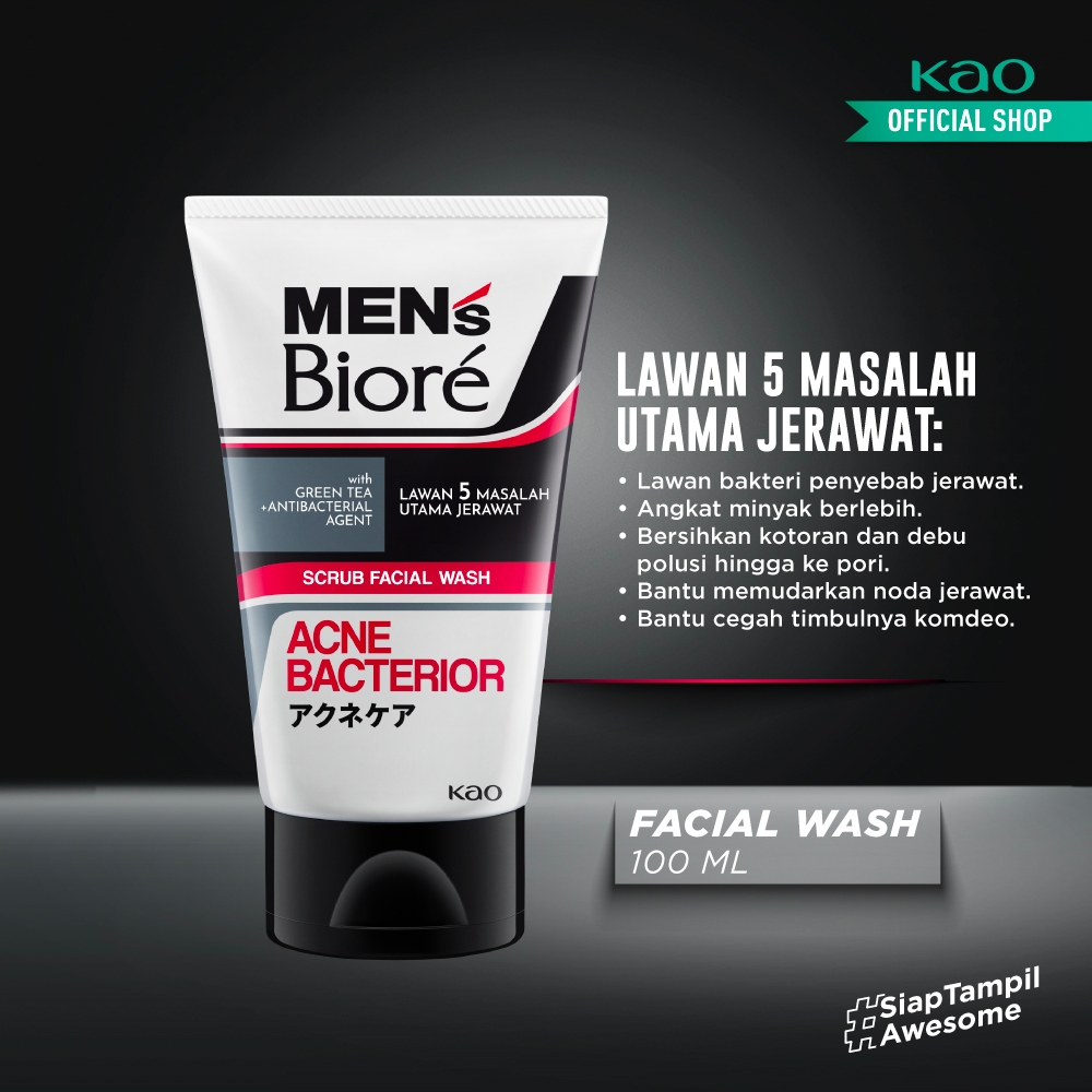 Men's Biore Micro Scrub Sabun Muka Pria Untuk Kulit Berjerawat Acne Bacterior Eksfoliasi 100 gr - Fa